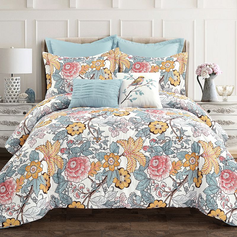 Lush Decor Sydney Comforter Set with Shams, Blue, Full/Queen