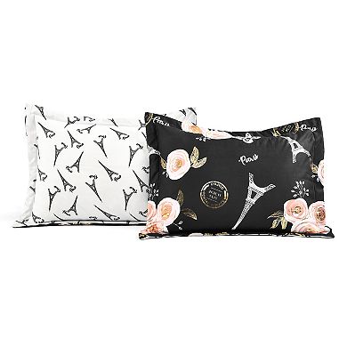 Lush Decor Vintage Paris Rose Butterfly Script Comforter Set with Shams