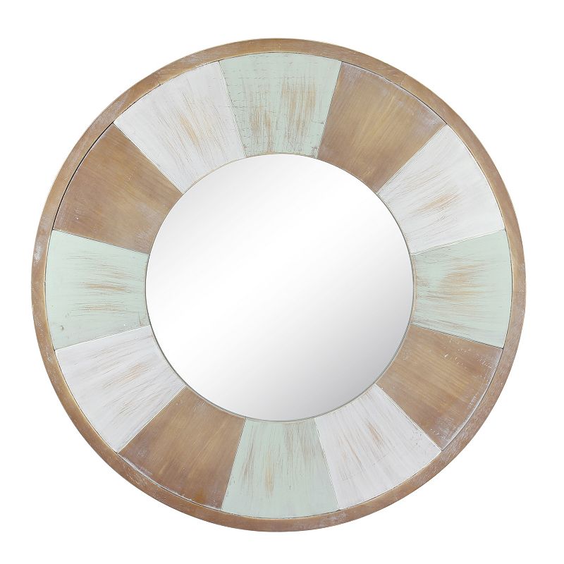 Stonebriar Collection Rustic Round Wall Mirror, Brown, 27X27