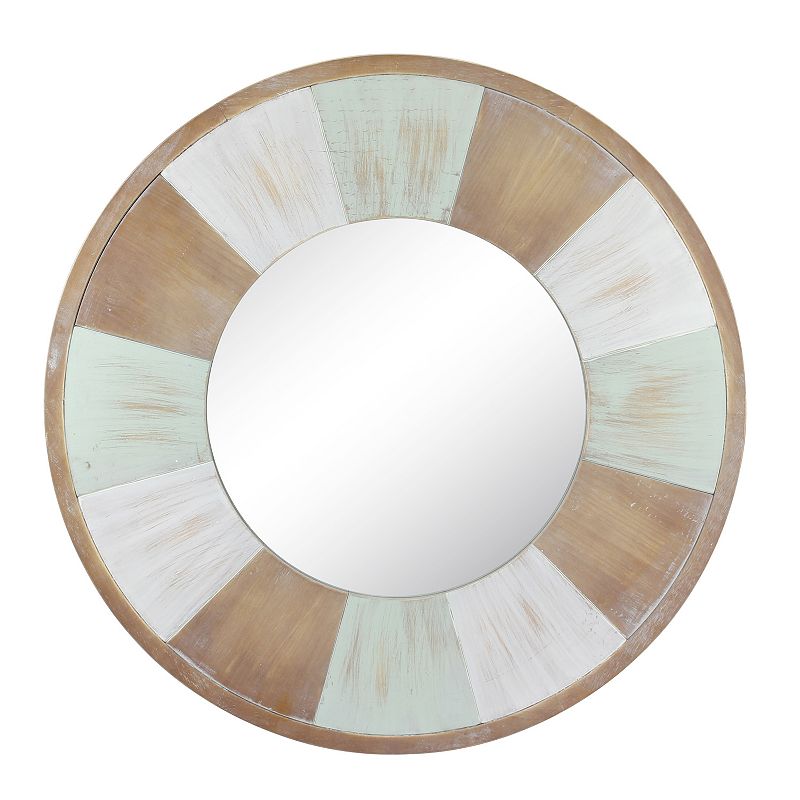 Stonebriar 27.5  Circular Wood Farmhouse Hanging Wall Mirror  Multicolor