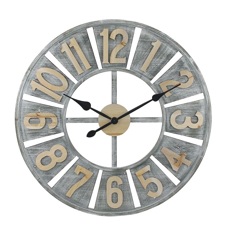Stonebriar Collection Rustic Round Wall Clock, Grey