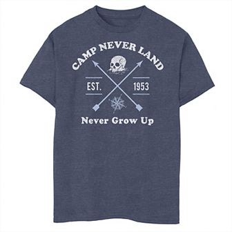 Disney's Peter Pan Boys 8-20 Camp Never Land Never Grow Up Est. 1953 Graphic Tee