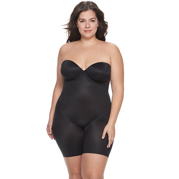 Plus Size RED HOT by SPANX® Women's Shapewear Flawless Finish Strapless Cupped  Mid-Thigh Bodysuit