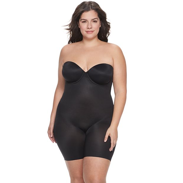 Plus Size RED HOT by SPANX® Women's Shapewear Flawless Finish Strapless  Cupped Mid-Thigh Bodysuit