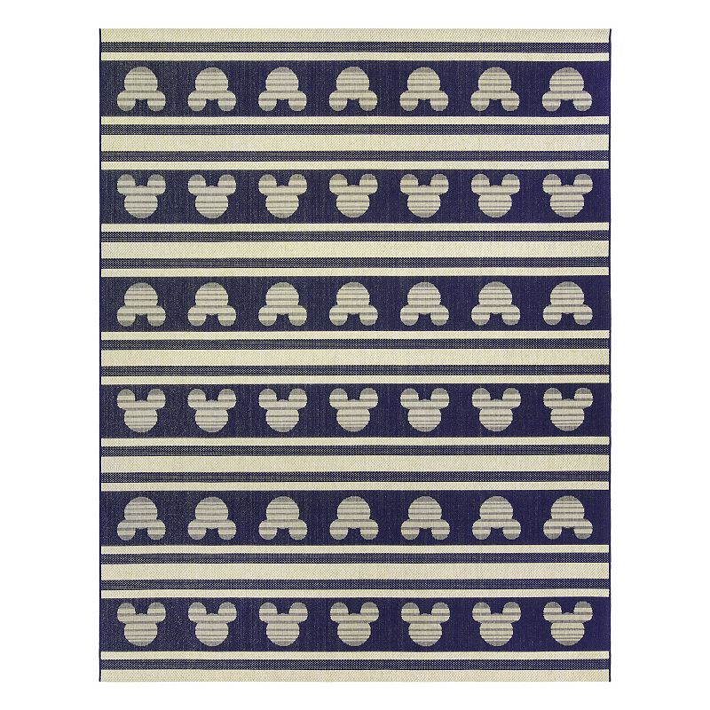 Disney's Mickey Mouse Stripes Indoor Outdoor Rug, Blue, 5.5X7 Ft