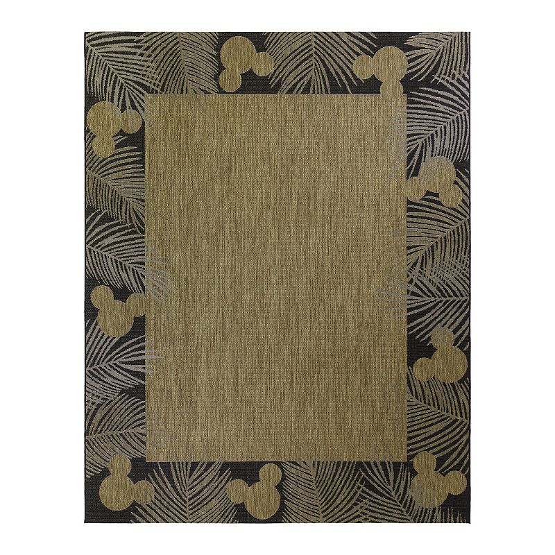 Disney's Mickey Mouse Palm Border Indoor Outdoor Rug, Brown, 9X13 Ft