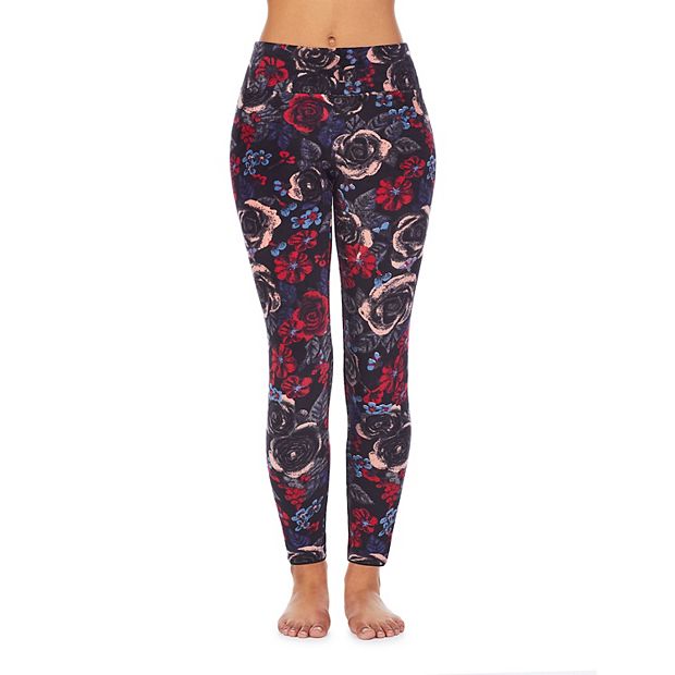 Cuddl Duds Double Plush Velour Leggings-Oak Floral-Large-NEW