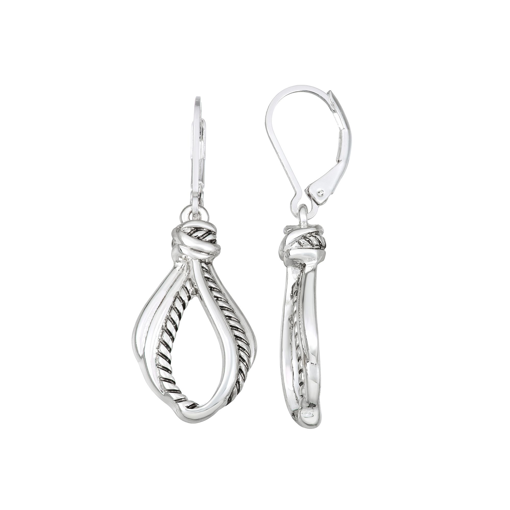 Napier Silver Tone Twisted Textured Drop Earrings, Womens
