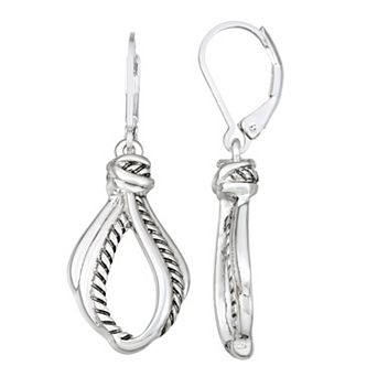 Napier Silver Tone Twisted Textured Drop Earrings