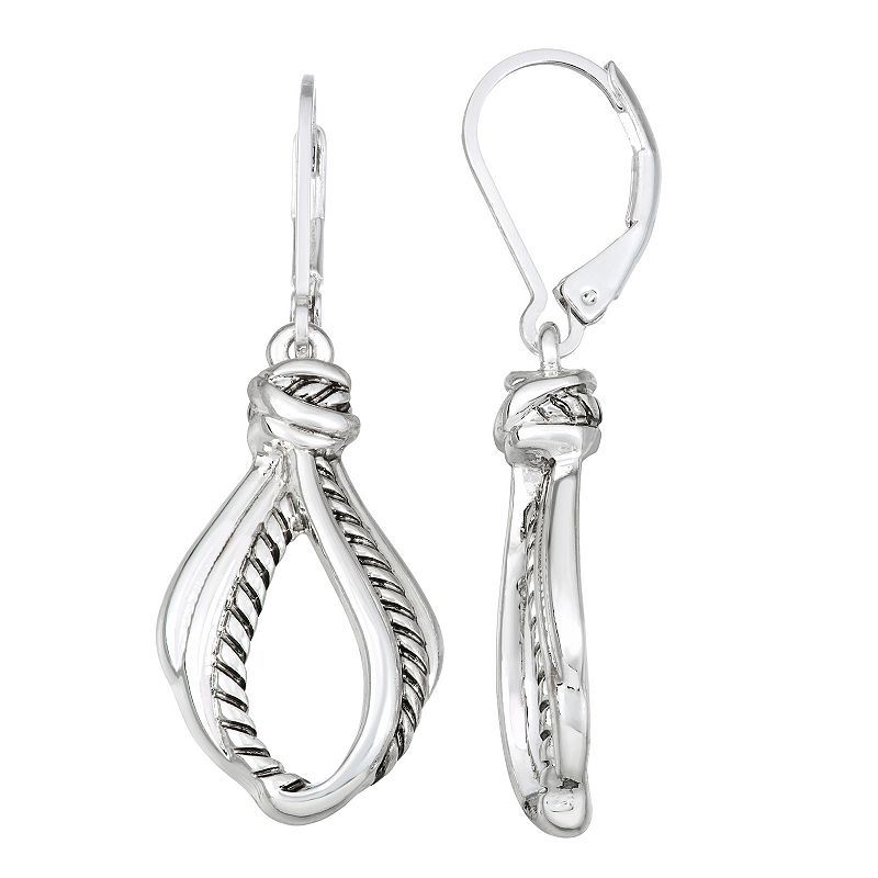 Napier Silver Tone Twisted Textured Drop Earrings, Womens