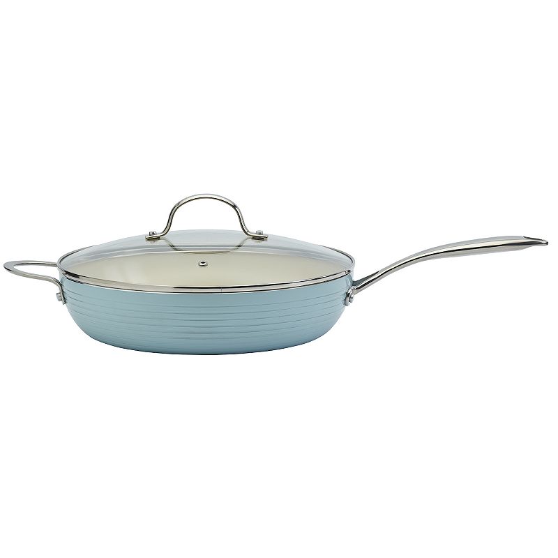Food Network Farmstead 12-in. Covered Deep Skillet, Blue, 3 QT