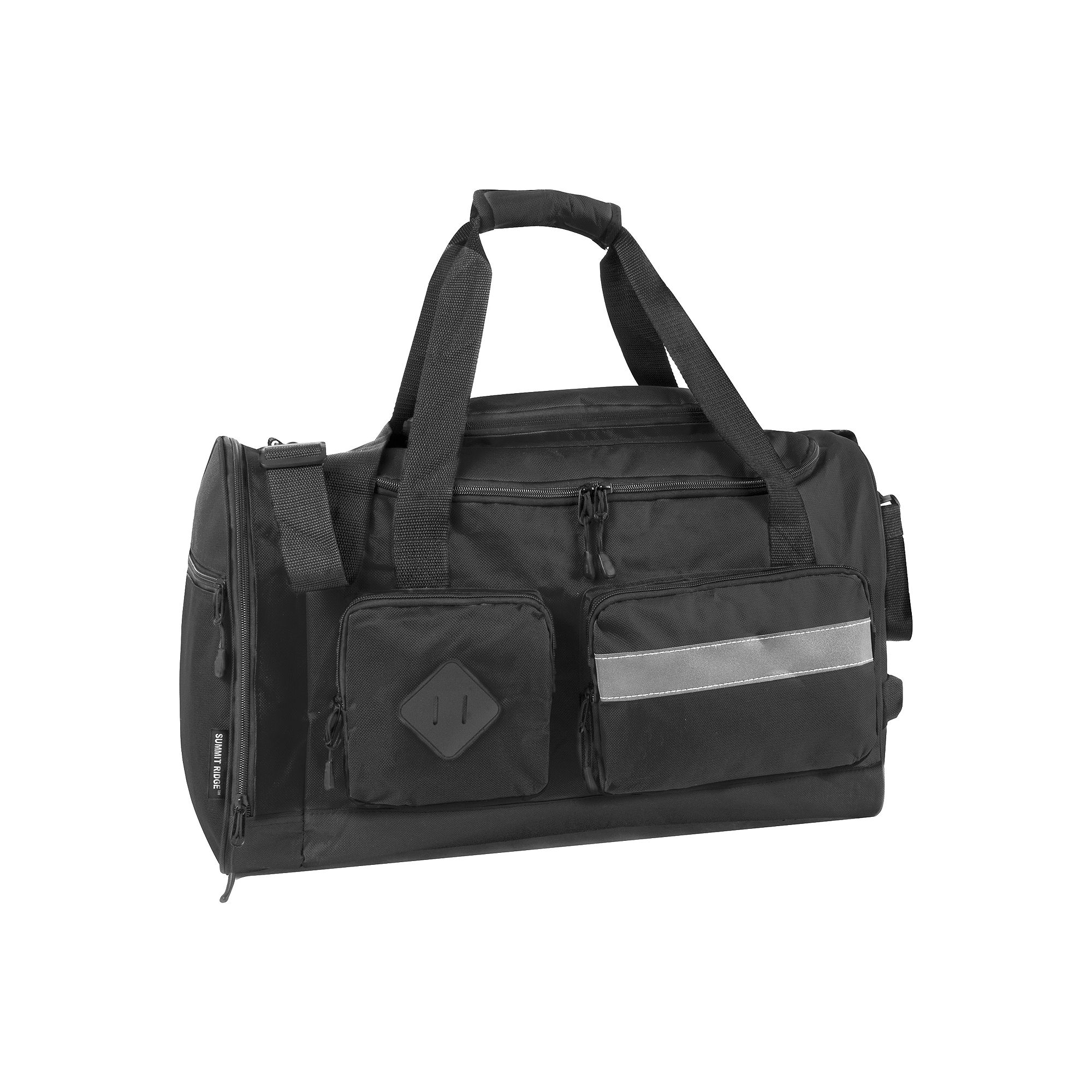 Summit Ridge 20 Cargo Duffel Bag with Reflective Strip, Black
