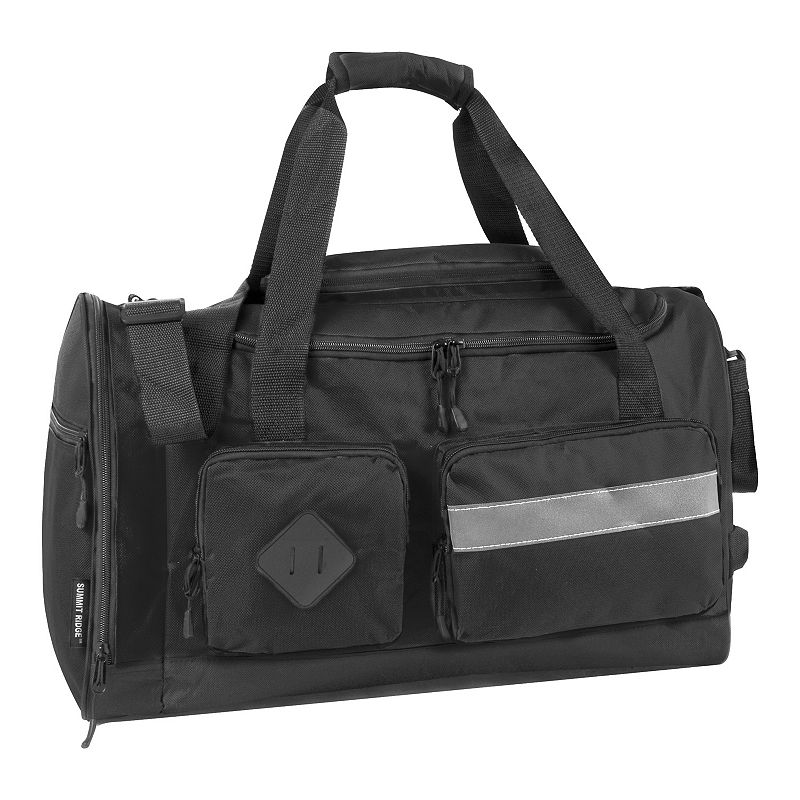 Summit Ridge 20 Cargo Duffel Bag with Reflective Strip, Black