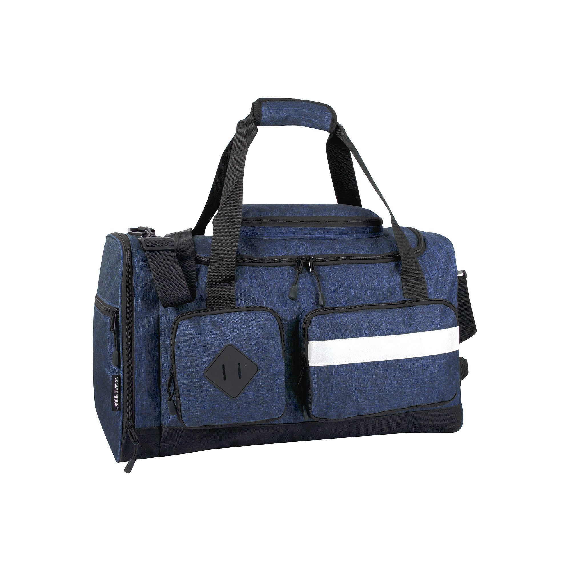 Summit Ridge 20 Cargo Duffel Bag with Reflective Strip, Blue Grey