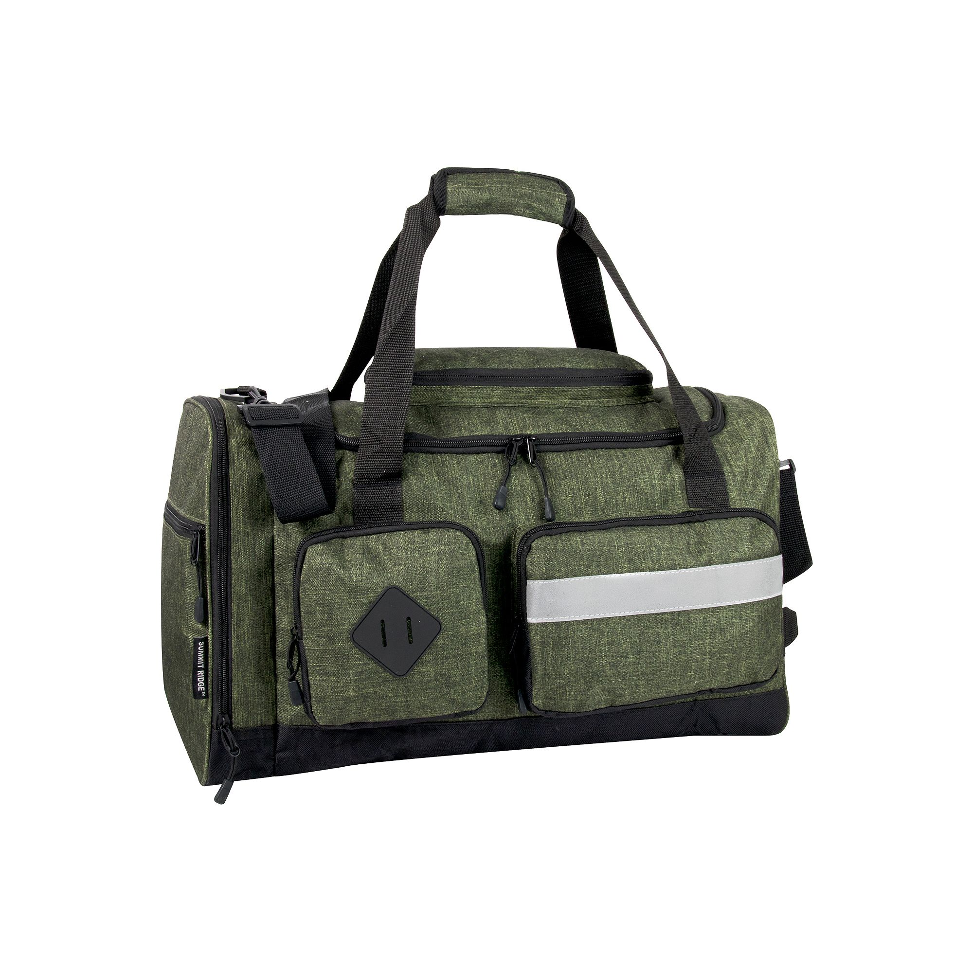 Summit Ridge 20 Cargo Duffel Bag with Reflective Strip, Hunter Grey
