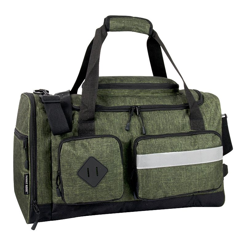 Summit Ridge 20 Cargo Duffel Bag with Reflective Strip, Hunter Grey