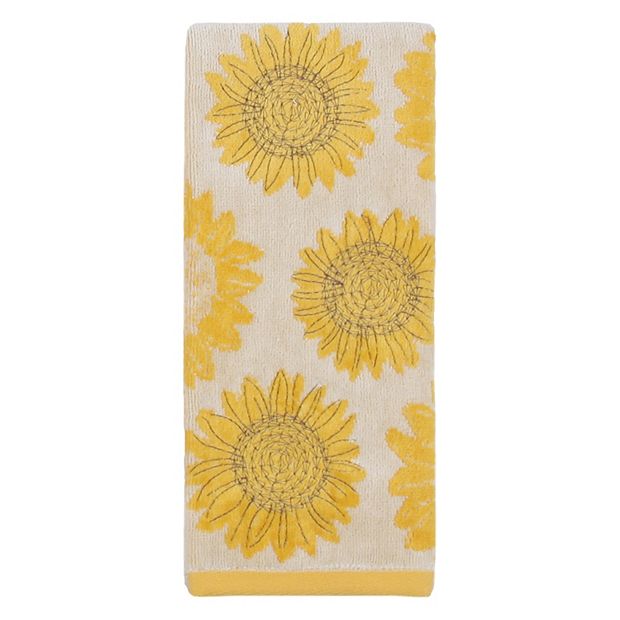Sunflower Trio Design on White Bath HAND Towel 