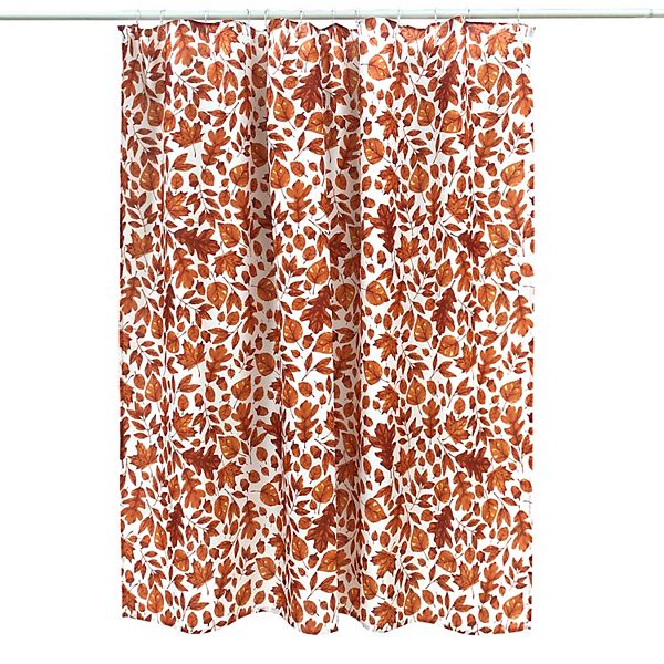 Celebrate Fall Harvest Leaves & Acorns Fabric Shower Curtain, Bronze