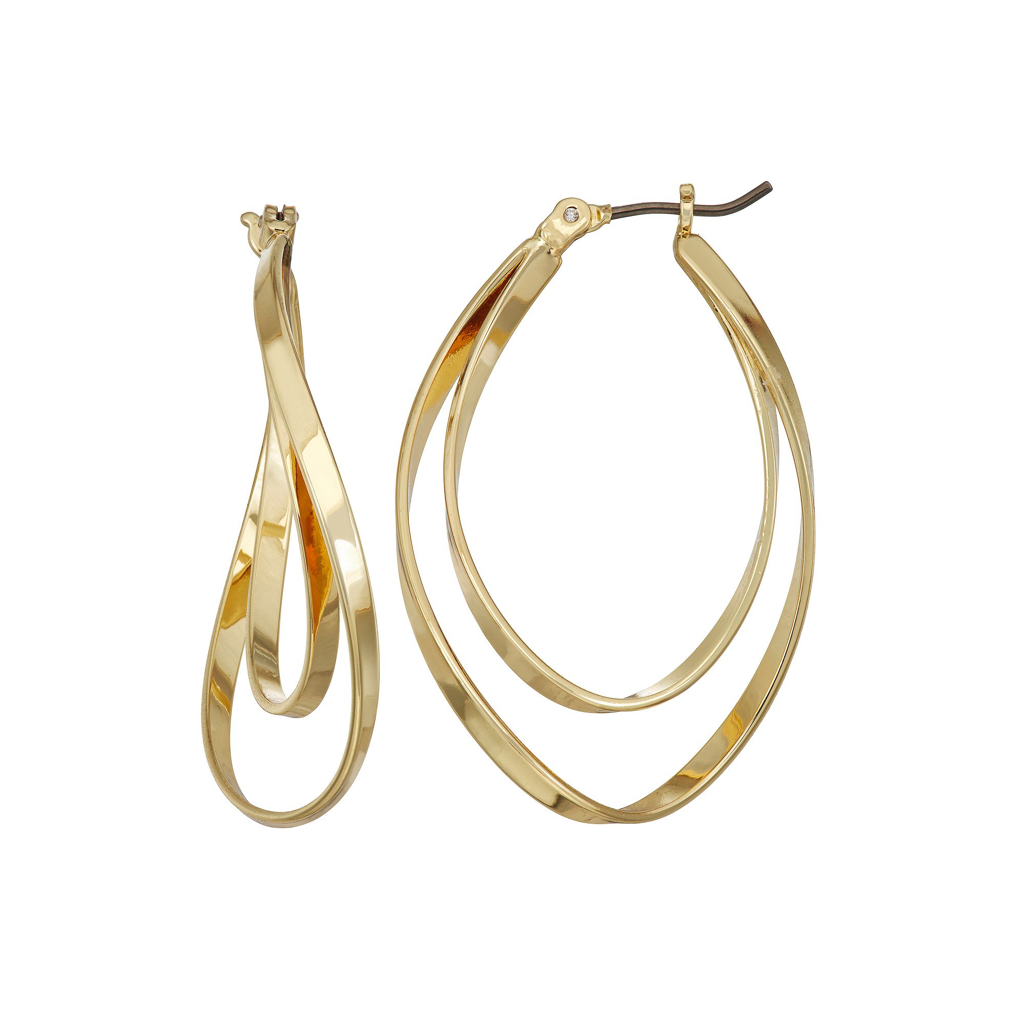 Napier Double Twist Hoop Earrings, Womens, Gold Tone