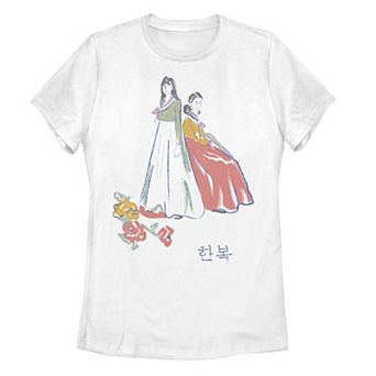 Juniors' Hanbok Floral Watecolor Tee