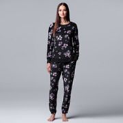 Women's Simply Vera Vera Wang Velour Pajama Top and Banded Bottom Pajama  Pants Sleep Set