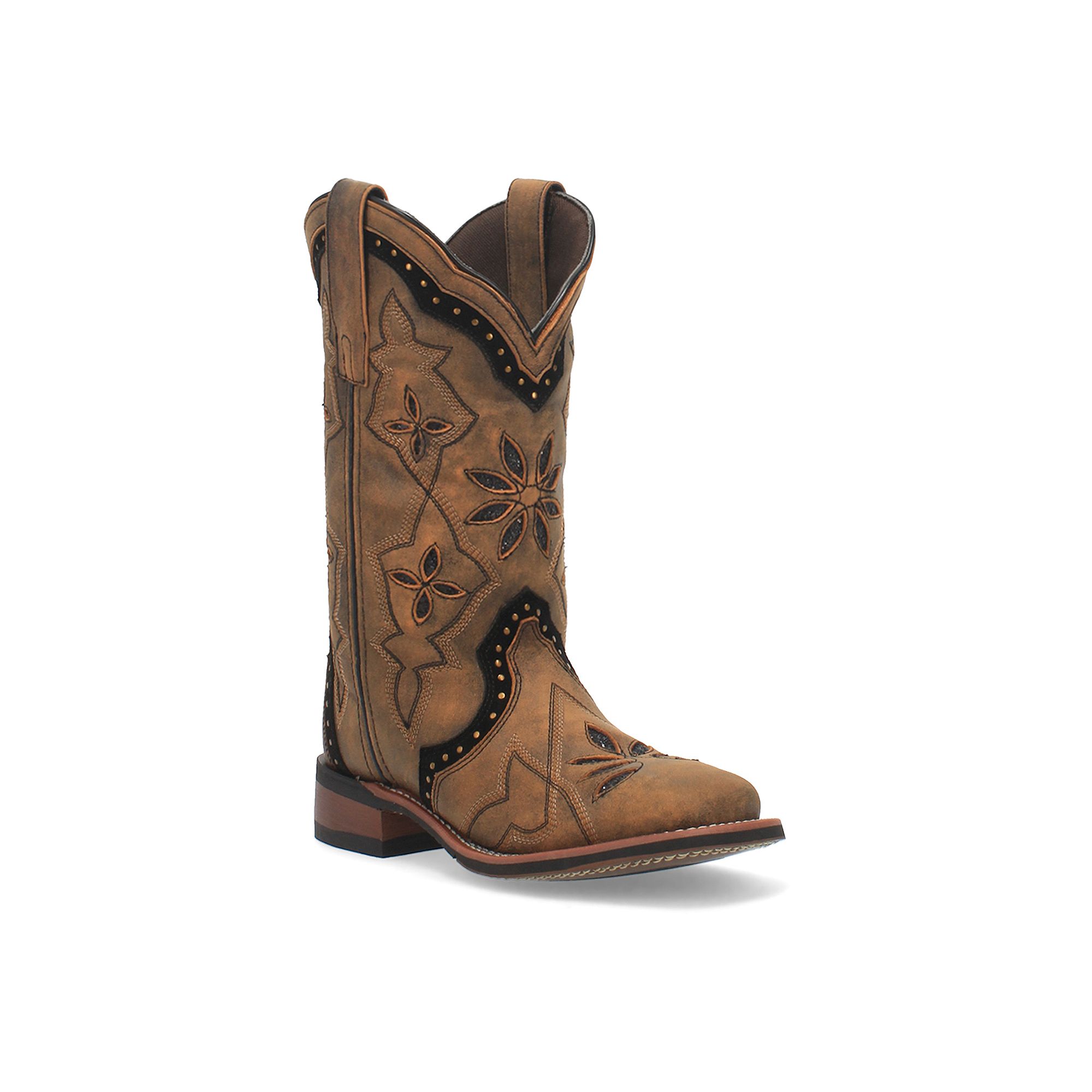 Laredo Bouquet Womens Leather Western Boots, Size: 9.5, Honey