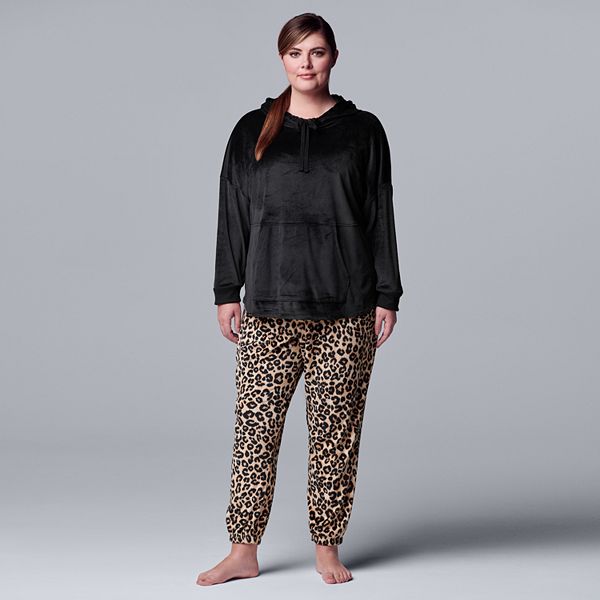 Plus Size Simply Vera Vera Wang Velour Pajama Top & Banded Bottom