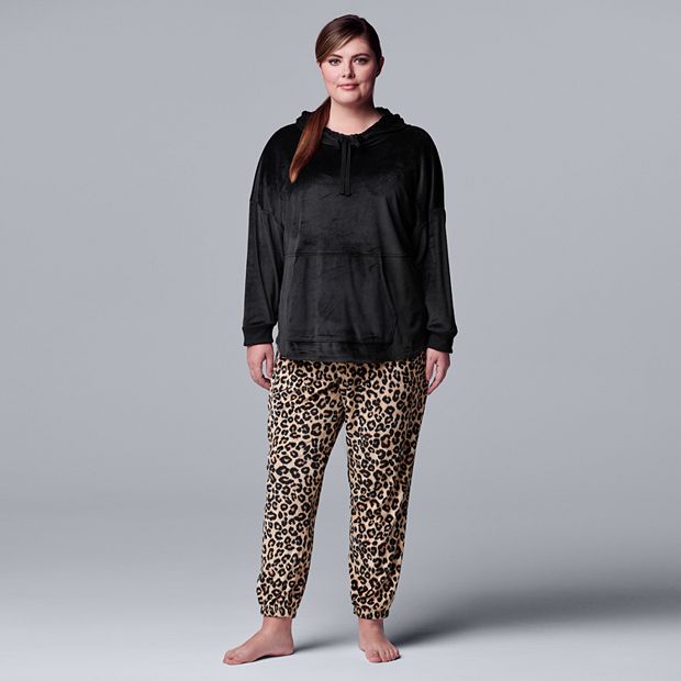 Women's Simply Vera Vera Wang Velour Pajama Top And Banded Bottom