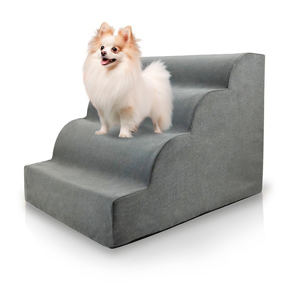 Precious Tails High Density Foam Scalloped Pet Stairs - Gray