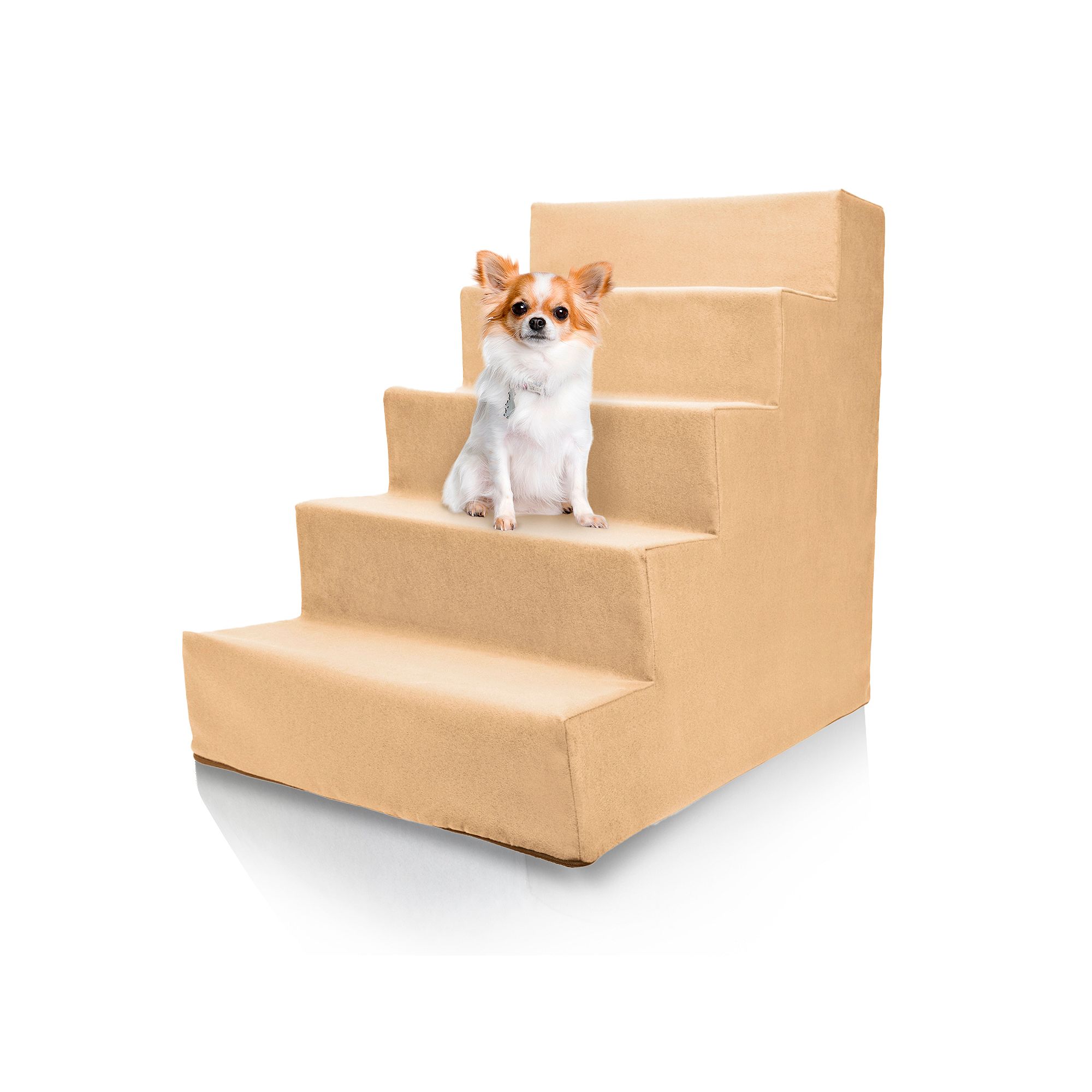 Precious Tails High Density Foam 5 Steps Pet Stairs, Camel