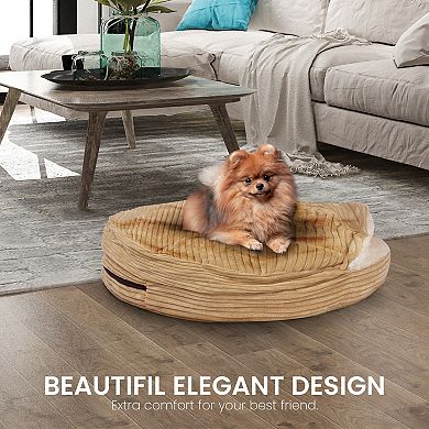 Precious Tails Cozy Corduroy Sherpa Lined Cave Pet Bed