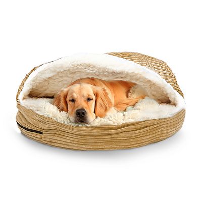 Precious Tails Cozy Corduroy Sherpa Lined Cave Pet Bed