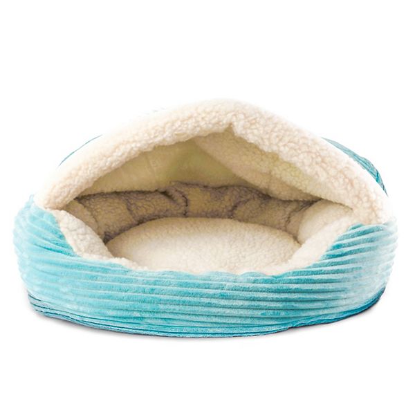 Precious Tails Cozy Corduroy Sherpa Lined Cave Pet Bed - Turqouise (MEDIUM)