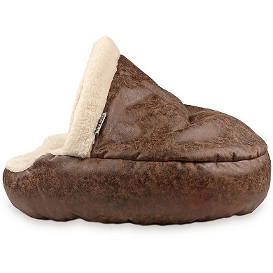 Precious Tails Vegan Leather Deep Dish Cave Pet Bed