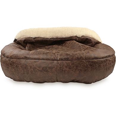 Precious Tails Vegan Leather Deep Dish Cave Pet Bed