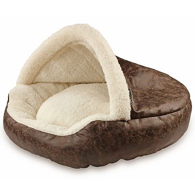 Precious Tails Vegan Leather Deep Dish Cave Pet Bed