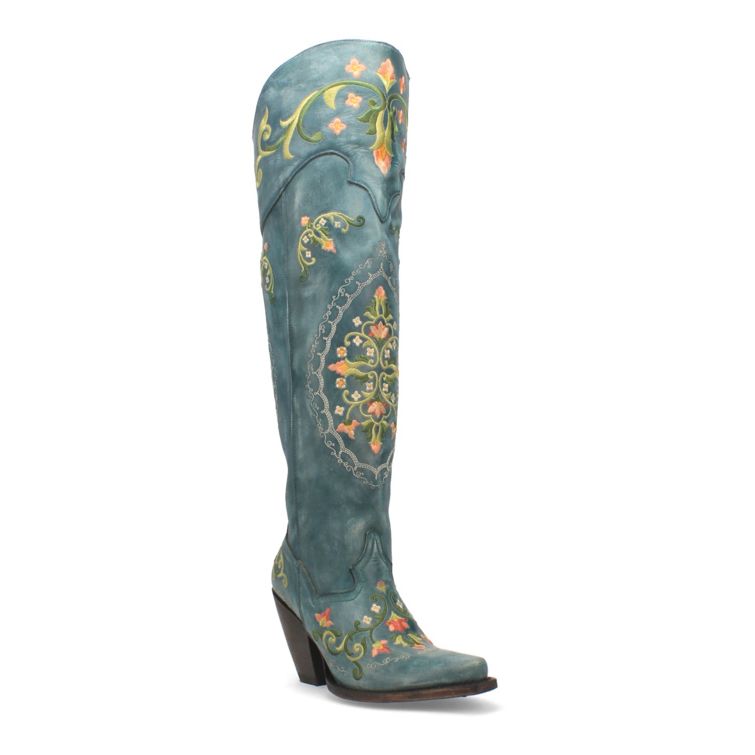 flower knee high boots