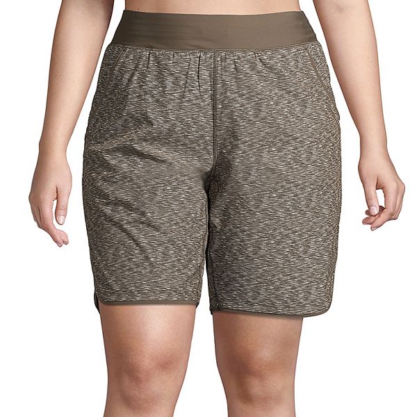 Plus Size Lands' End 9" Quick Dry Elastic Waist Swim Board Shorts Coverup