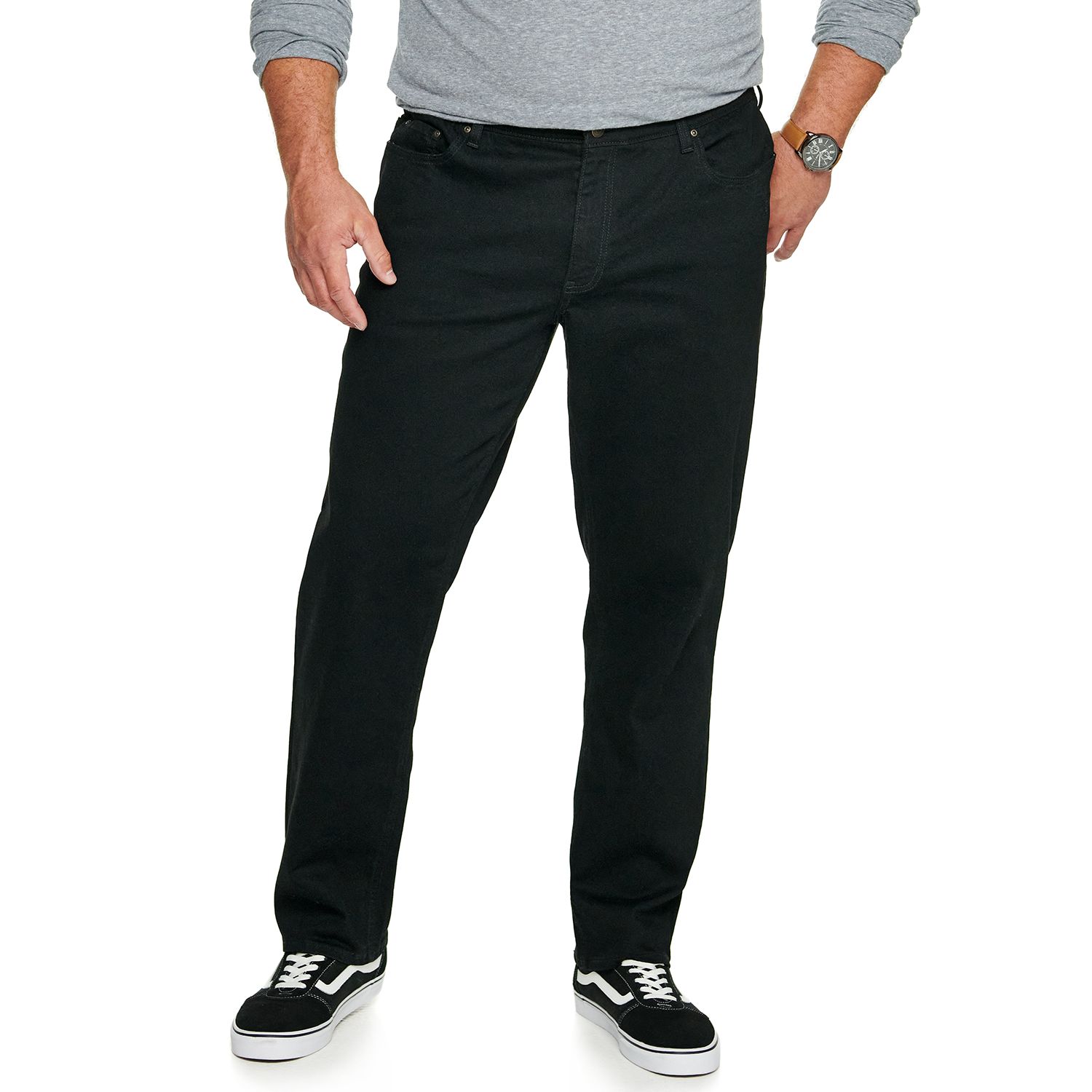 Мужские джинсы Big & Tall Sonoma Goods For Life® Straight-Leg Flexwear, цвет: Чёрный