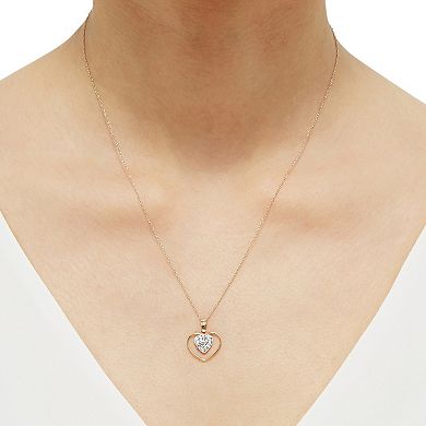 Everlasting Gold 10k Gold Crystal Cutout Heart Pendant Necklace