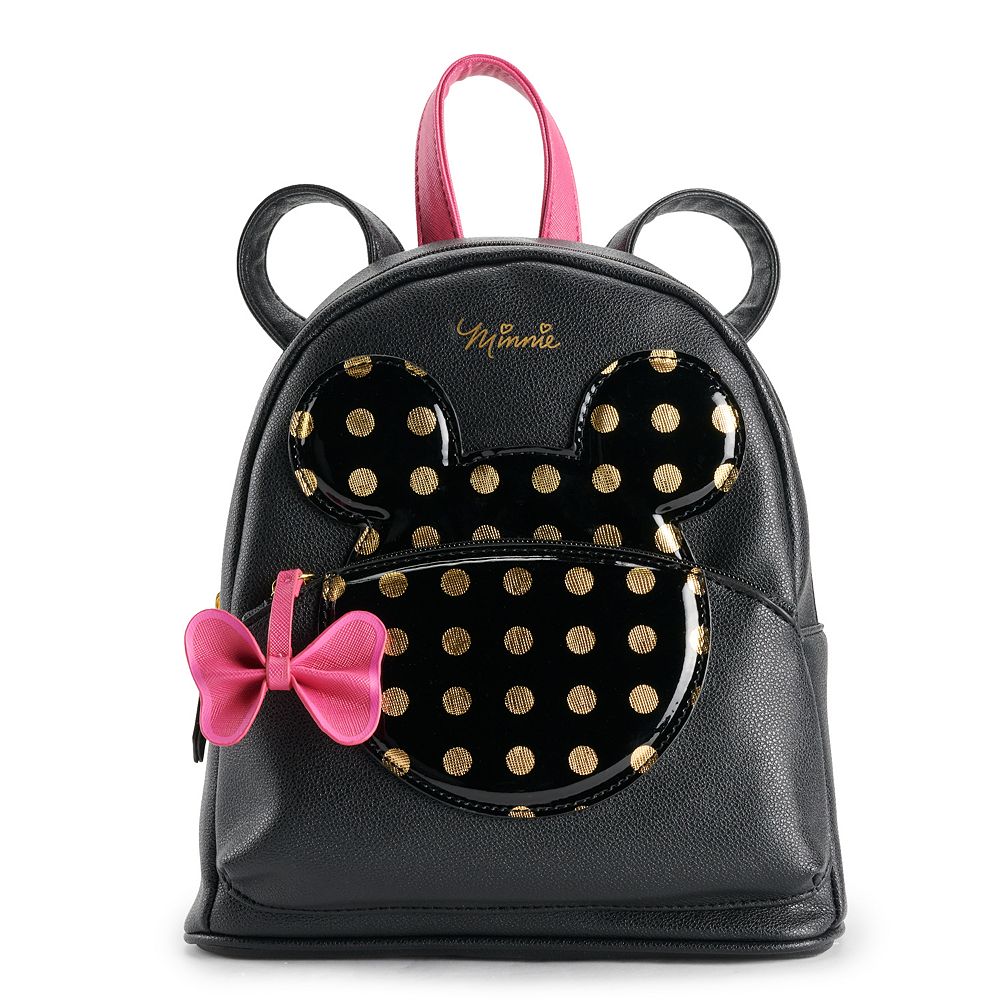 Disney Minnie Mouse Gold Polka Dot Mini Backpack Bow Ears Faux Leather Kidcore Disney Minnie Mouse Purse Backpack Black and Gold | eBay main image 3