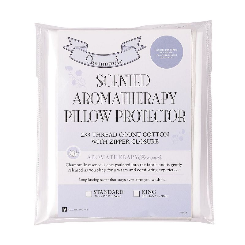 Chamomile Scented Cotton Pillow Protector, White, King