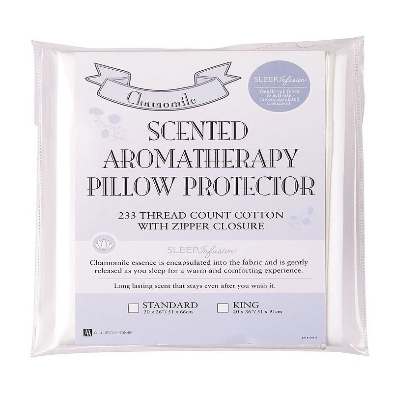 Chamomile Infused Cotton Standard Pillow Protector 2-Pack Set, White, King