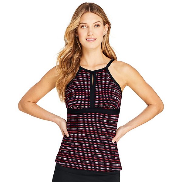 Women's Lands' End DDD-Cup High Neck Bust-Minimizer Tankini Top