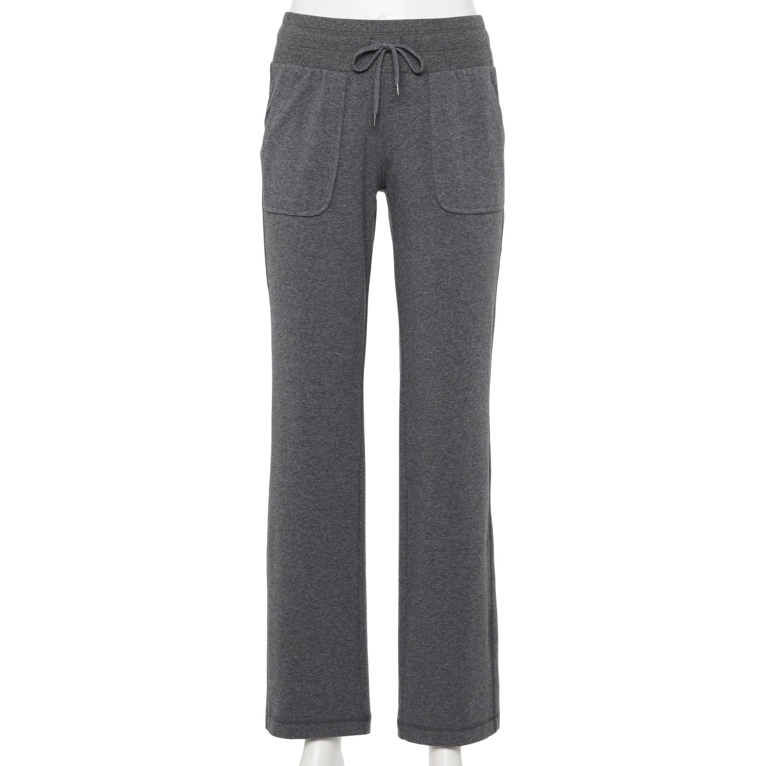Women's Tek Gear Essential Straight-Leg Pants, Size: XL Petite, Dark Grey