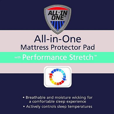 All-In-One Cooling Performance Stretch Moisture Wicking Fitted Mattress Pad