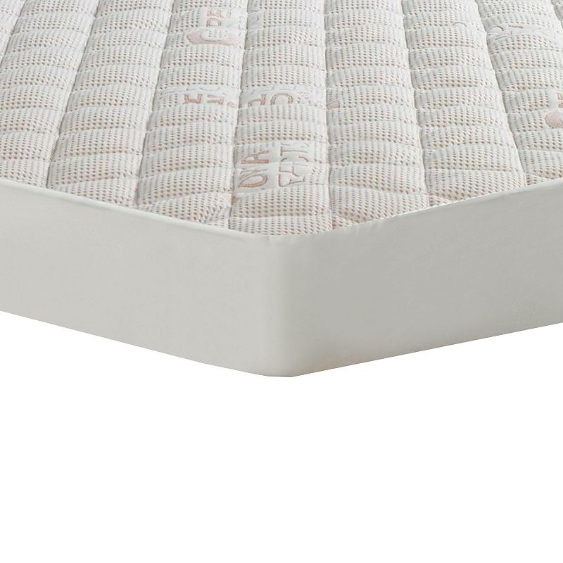 All-In-One Cooling Copper Effects Antimicrobial Fitted Mattress Pad, White,