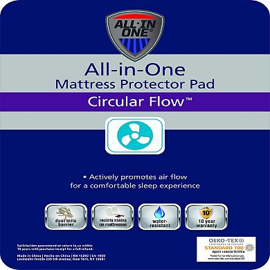 All-In-One Circular Flow Breathable & Cooling Fitted Mattress Pad