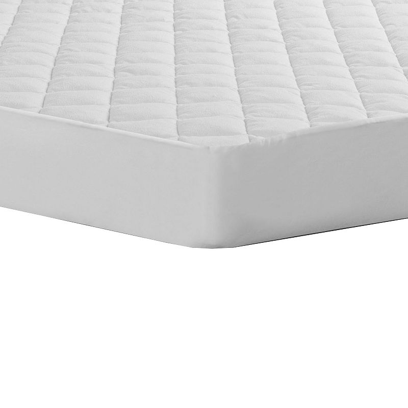 All-In-One Repreve Recycled Soft Terry Fitted Mattress Pad, White, Twin