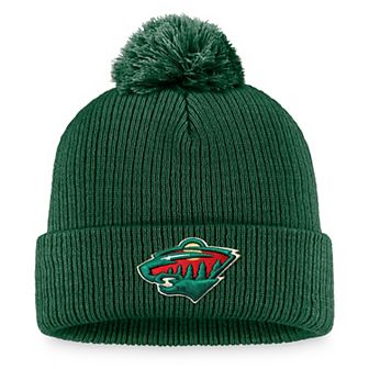 Men's Fanatics Branded Green Minnesota Wild Core Primary Logo Cuffed Knit Hat with Pom